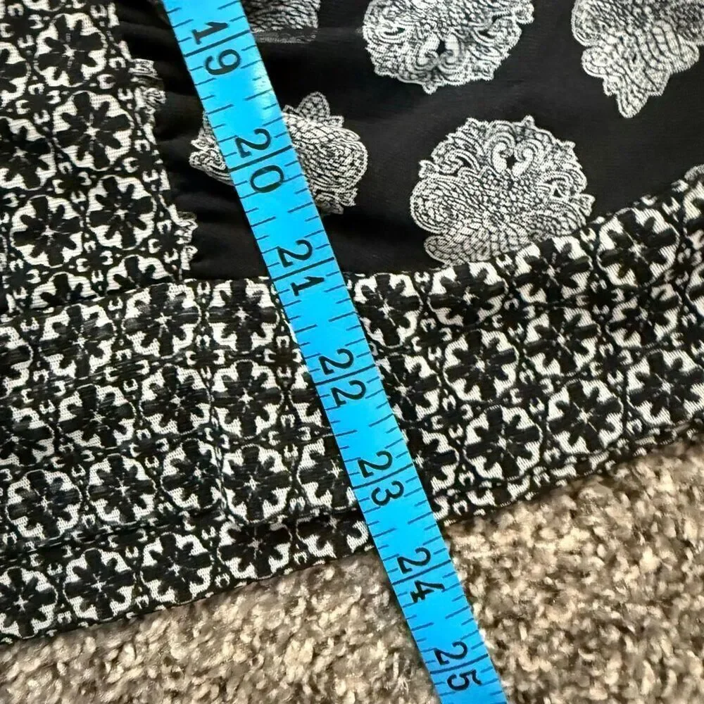 Inc International Concepts Black Paisley Floral Boho Blouse Top Medium